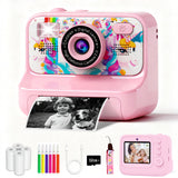 Kids Camera, Upgrade Kids Camera Instant Print, Front Rear Dual Selfie Digital CAM with 1080P Videos, Portable Travel Toy with Games and Music, Christmas Birthday Gift for Boys, Girls and Teens