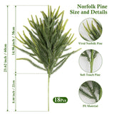 N&T NIETING 24in Christmas Norfolk Pine Branches Pine Artificial Christmas Branches Real Touch Faux Norfolk Pine Stems for Xmas Indoor Outdoor Home Decor DIY Crafts (18 Pcs)