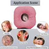 Wuronsa Ear Piercing Pillow for Side Sleepers, Pillow with an Ear Hole for CNH and Ear Pain Ear Inflammation Pressure Sores, O-Shaped Side Sleeping Pillow, Ear Guard Pillow(Pink)