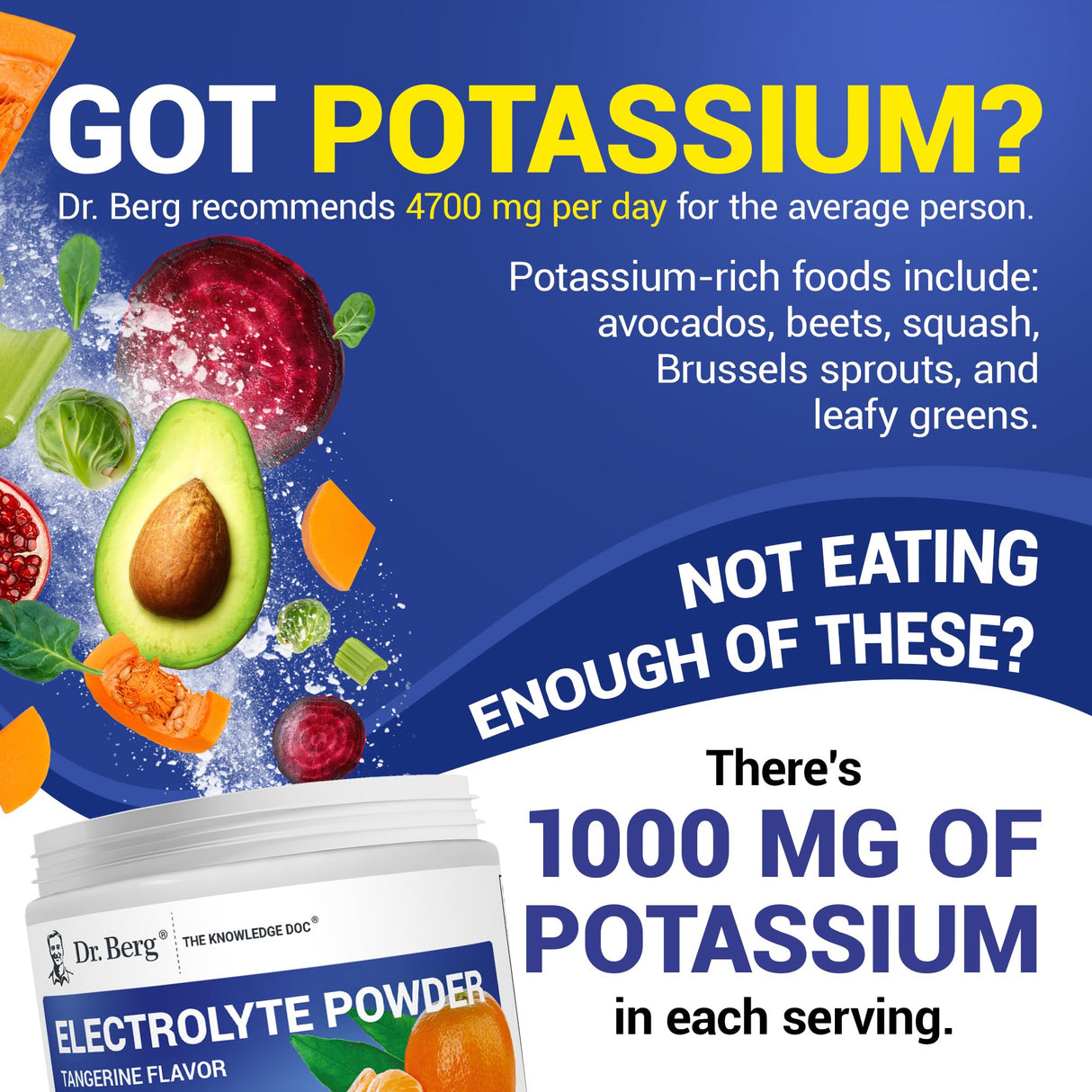 Dr. Berg Zero Sugar Hydration Keto Electrolyte Powder - Enhanced w/ 1000 mg of Potassium & Real Pink Himalayan Salt (NOT Table Salt) - Tangerine Flavor Hydration Drink Mix Supplement - 50 Servings