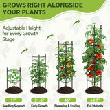 46 Inch Heavy Duty Metal Tomato Cage for Garden - 3 Pack Metal Steel Tomato Cages, Panel-Assembled Garden Trellis, Flexible Shapes Plant Support Set, Rustproof Stackable Trellis for Climbing Plants