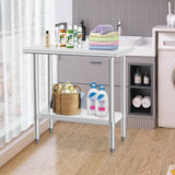 HARDURA Stainless Steel Work Table Commercial 18×36 Inches Kitchen Prep Table and Heavy Duty Commercial Workbench NSF 430 with Undershelf and Galvanized Legs