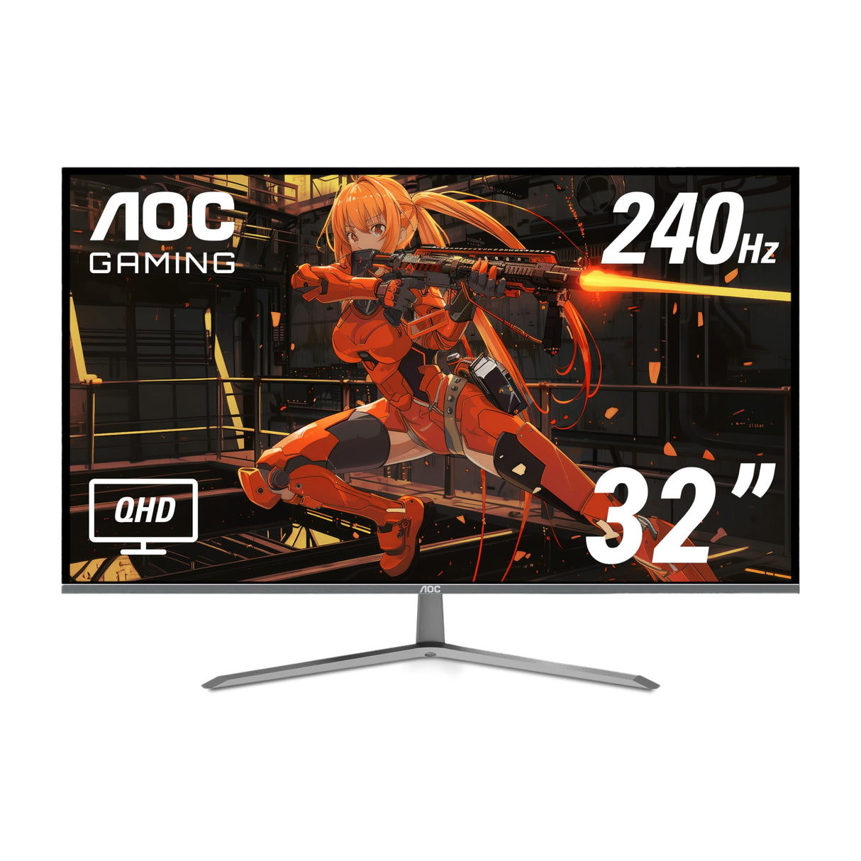AOC Q32G11ZNE 32" Frameless Gaming Monitor QHD 2560 x 1440, 240Hz, 0.5ms Response time, HDR Ready, Console Gaming Ready, 3-Year Zero Dead Pixel Guarantee, Black