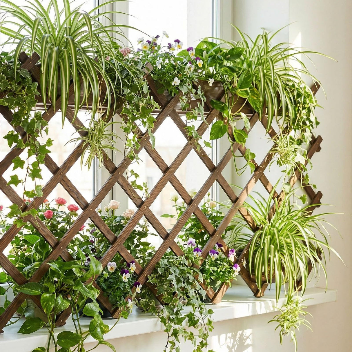 2 PCS Expandable Garden Trellis, 38" x 89" Trellis for Climbing Plants Outdoor, Wooden Lattice Fence Wall Panel Lattice Panels for Outside, for Climbing Plants Vine Ivy Rose Cucumbers Clematis（2PC）