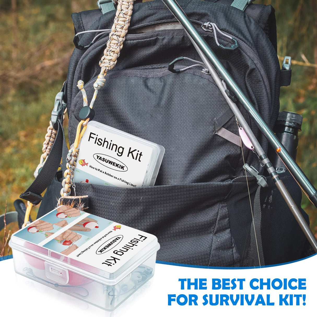 12 Pack Mini Fishing Kits Bulk Small Emergency Survival Fishing Kits Outdoor Compact Fishing Tackle Kits with Case for Beginner Christmas Shoebox Fillers for Age 9-14 Fishing Party Favors