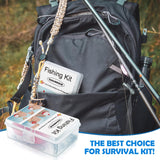 12 Pack Mini Fishing Kits Bulk Small Emergency Survival Fishing Kits Outdoor Compact Fishing Tackle Kits with Case for Beginner Christmas Shoebox Fillers for Age 9-14 Fishing Party Favors