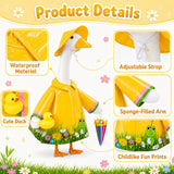 GJL Raincoat Porch Goose Outfits Fit 23 Inch Plastic Cement Goose Statue, Lawn Goose Clothes Set with Umbrella and Hat for Spring Summer Outdoor Yard Garden Decor