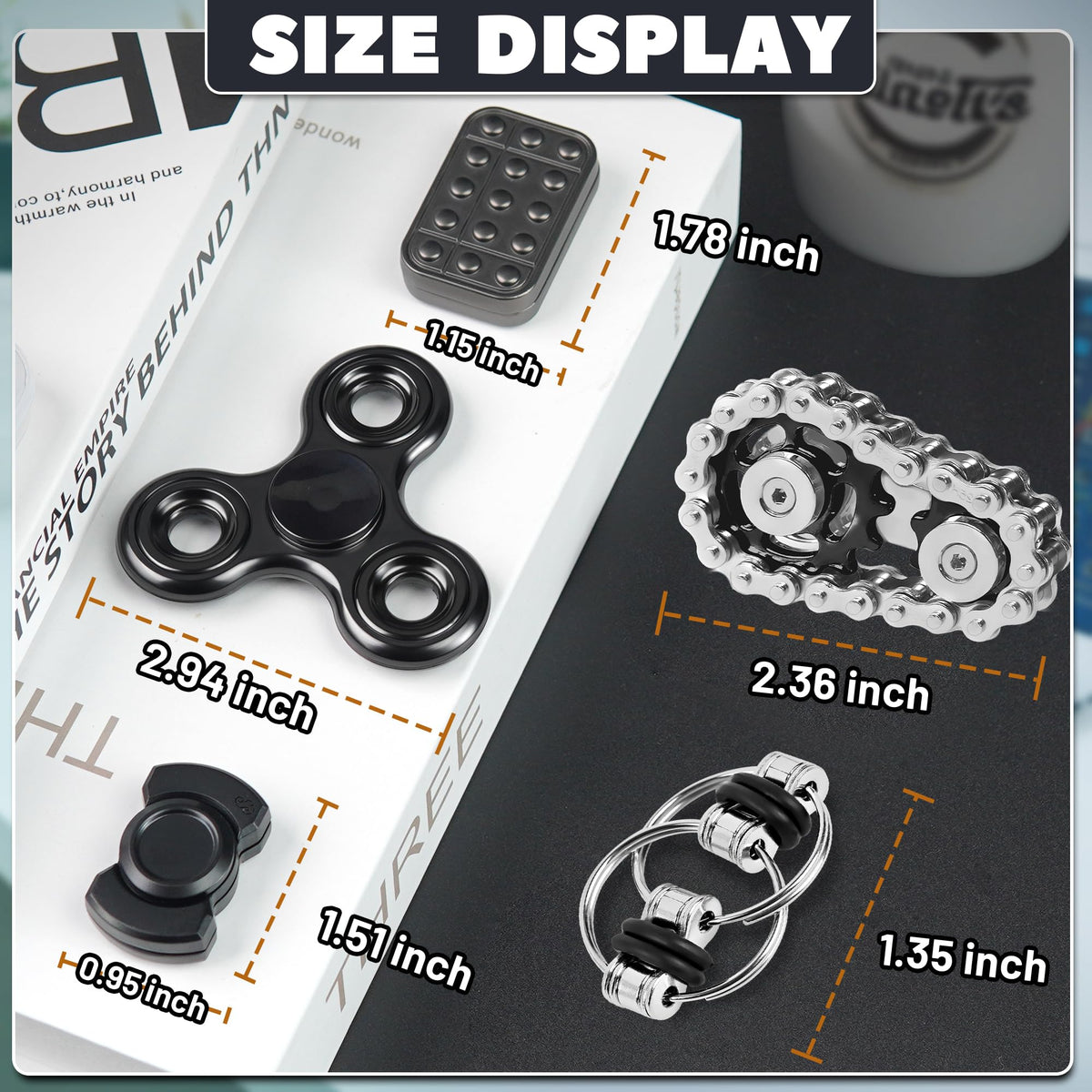 5 Pcs Fidget Toys Adults & Teen Metal Fidgets Spinner for Teens Boys Magnetic Slider Cool Gadgets Office Desk Toy Stress Relief Sensory Items Figette for Classroom Autism ADHD Anxiety Gifts