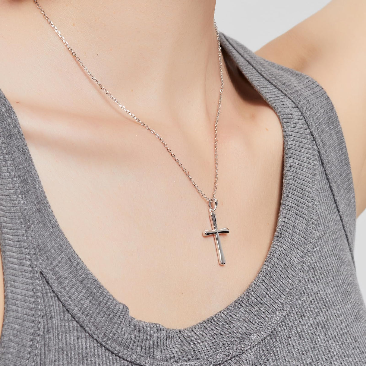 M SHUYUN Silver Cross Necklace for Mother's Day, Handcrafted from S925 Sterling Silver, White Gold Plated. Timeless Design, Bringing Luck, Protection & Faith. Cross Faith Pendant Necklace for Women.