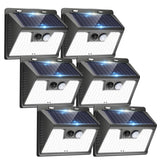 Peasur Solar Lights Outdoor Motion Sensor, 6 Pack 140 LED Solar Powered Fence Light Waterproof, 3 Modes Security Wall Lighting for Outside Yard Deck Garden