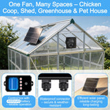 Tiflev Solar Powered Fan for Chicken Coop, 15W Solar Panel Fan with Reversible Airflow 3 Smart 24H Circulation Modes 1-6 Speed & 1-8H Timer, Aluminum Fans for Poultry House Shed Greenhouse