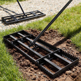 Housolution 32"x10" Lawn Leveling Rake with Serrated Edge & Smooth Plate