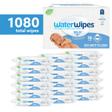 WaterWipes Plastic-Free Original Baby Wipes, 99.9% Water Based Wipes, Unscented & Hypoallergenic for Sensitive Skin, 1080 Count (18 packs)