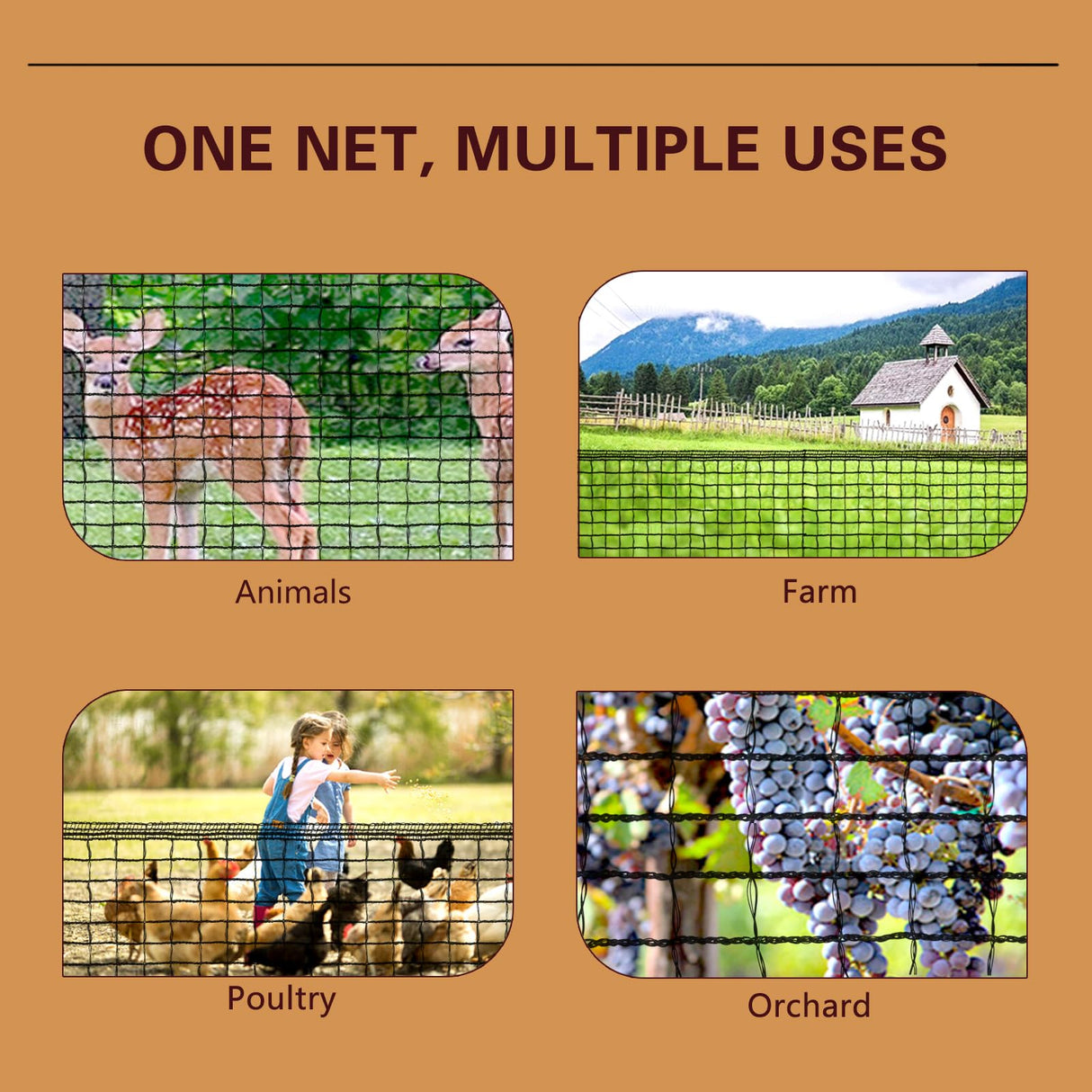 ORIVOGAS Deer Fence Netting,Plastic Mesh Fence 6.5x50ft,Reinforced Edges 55gsm Heavy Duty Animal Barrier,Ideal for Garden Netting,Against Bird,Temporary Fence,Fruit Plant Protection,Black