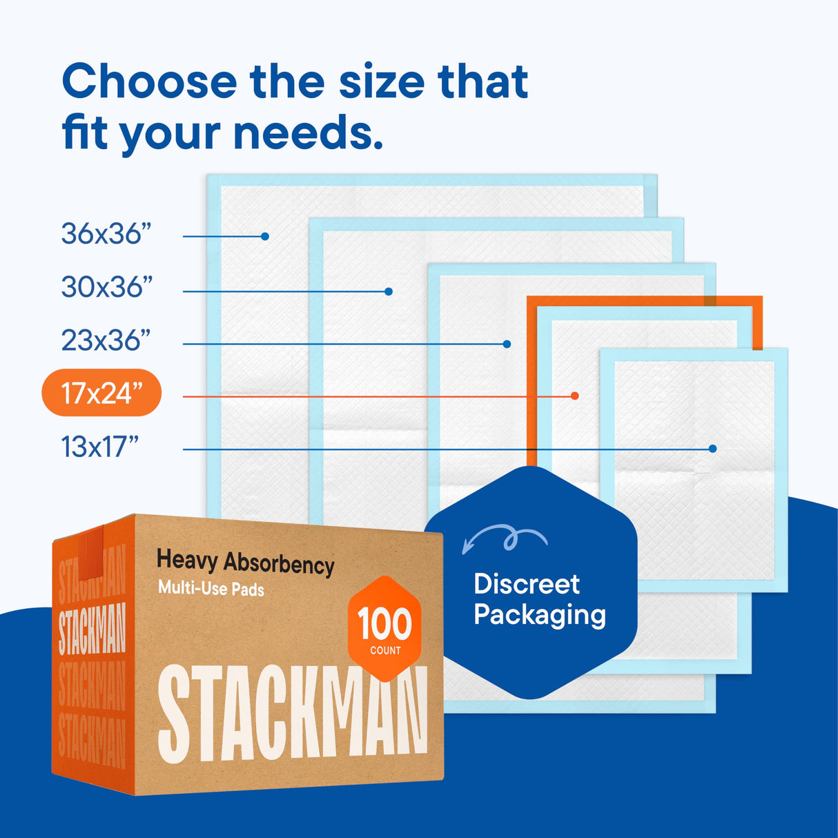 Chucks Pads Disposable [100-Pack] Multi-Purpose Pee Pads - Incontinence Underpads for Dog, Puppy & Diaper Changing Table Pad for Baby 17" x 24" Bed & Chair Liners - Pet Potty Training Pads