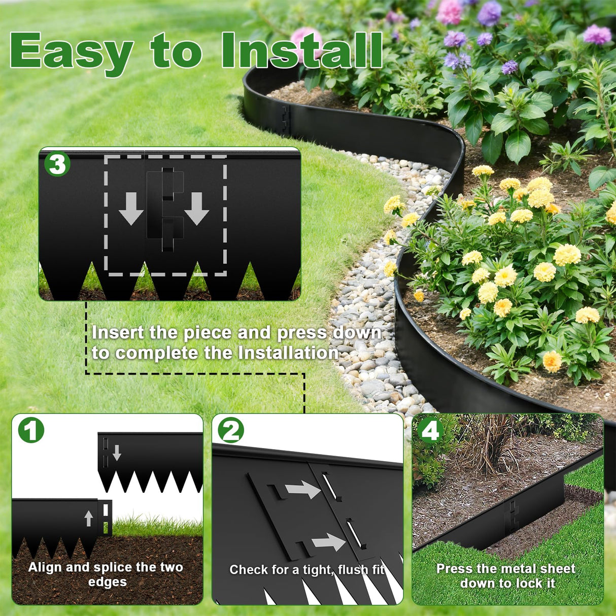 8 Inch Galvanized Steel Landscape Edging – Rounded Edge Metal Border