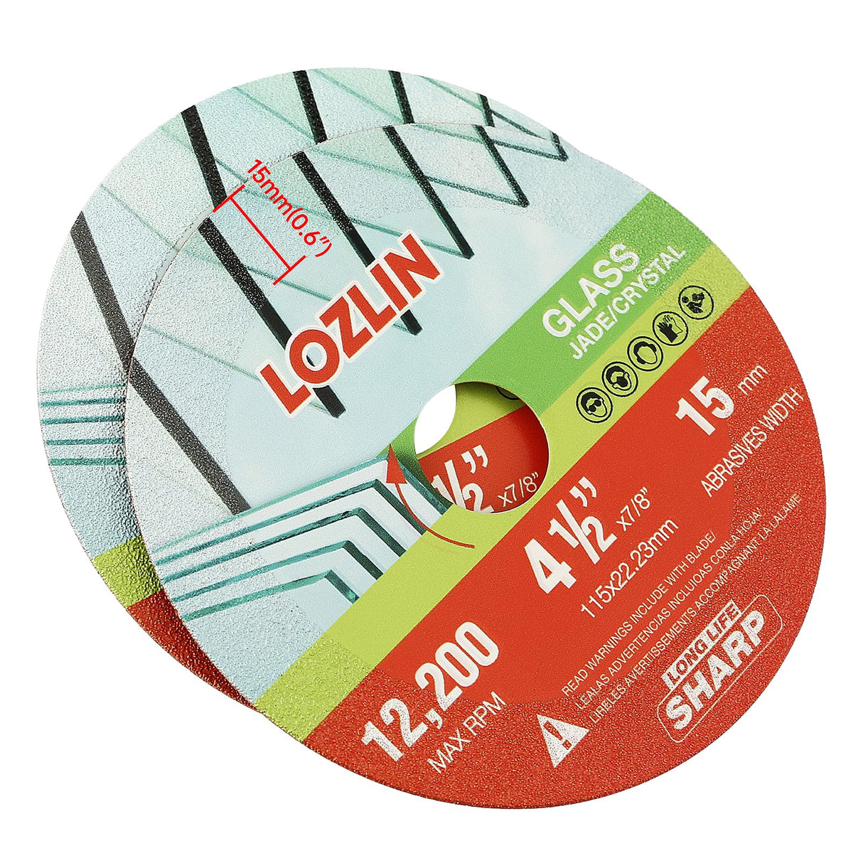 LOZLIN Diamond Blades 3-Pack 4.5" Diamond Multi-Purpose Saw Blades - Heavy Duty Angle Grinder Discs for Cutting Marble/Quartz/Stone/Tile/Metal/Plastic (Nano-Diamond, 3)
