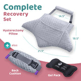 Zomaple Recovery Hysterectomy Pillow with Strap, Gel Pack & Lumbar Support – Post Abdominal Surgery Must Haves – Ideal for C-Section, Laparoscopic & Hernia Healing Comfort
