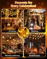 Twinkle Star 2 Pack 100 LED Star String Lights, Plug in Fairy String Lights Waterproof, Extendable for Indoor, Outdoor, Wedding Party, Christmas Tree, New Year, Garden Decoration, Warm White