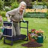 TITIUNCLE Garden Kneeler and Seat, Heavy Duty Anti-Tip Foldable Gardening Stool Bench Kneeler with Widened Thicken Kneeling Pad & Tool Bag, Gardening Gifts for Seniors, Gardeners, Women, Men, Fathers