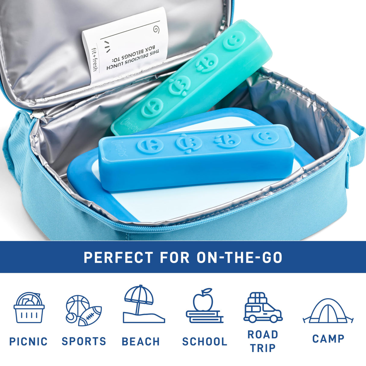 Cool Coolers by Fit & Fresh Kids Icicle Lunch Box Ice Pack Sticks, Icicle Ice Sticks for Lunch Bags and Coolers, Lunch Ice Pack Sticks, Reusable, Multicolored, Smile Icicles, 8PK