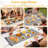 Food Warming Mat Large, XXL (42"x15") Electric Food Warmers Mat with Heat Resistant Pad for Countertop, Heat 6 Level Temperature & 6 Hours Timer, Foldable Heating Trays for Buffets Party, Gray