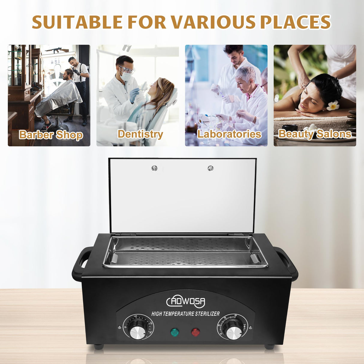 High Temperature Metal Tool Cleaning Box, 2L Dry Heat Cabinet Beauty Hair Nail Metal Tool Cleaning for Manicure Pedicure Barber, with 0-60 Min Timer & 50-220℃ Temp Settings, Plastic Sterilization Tray