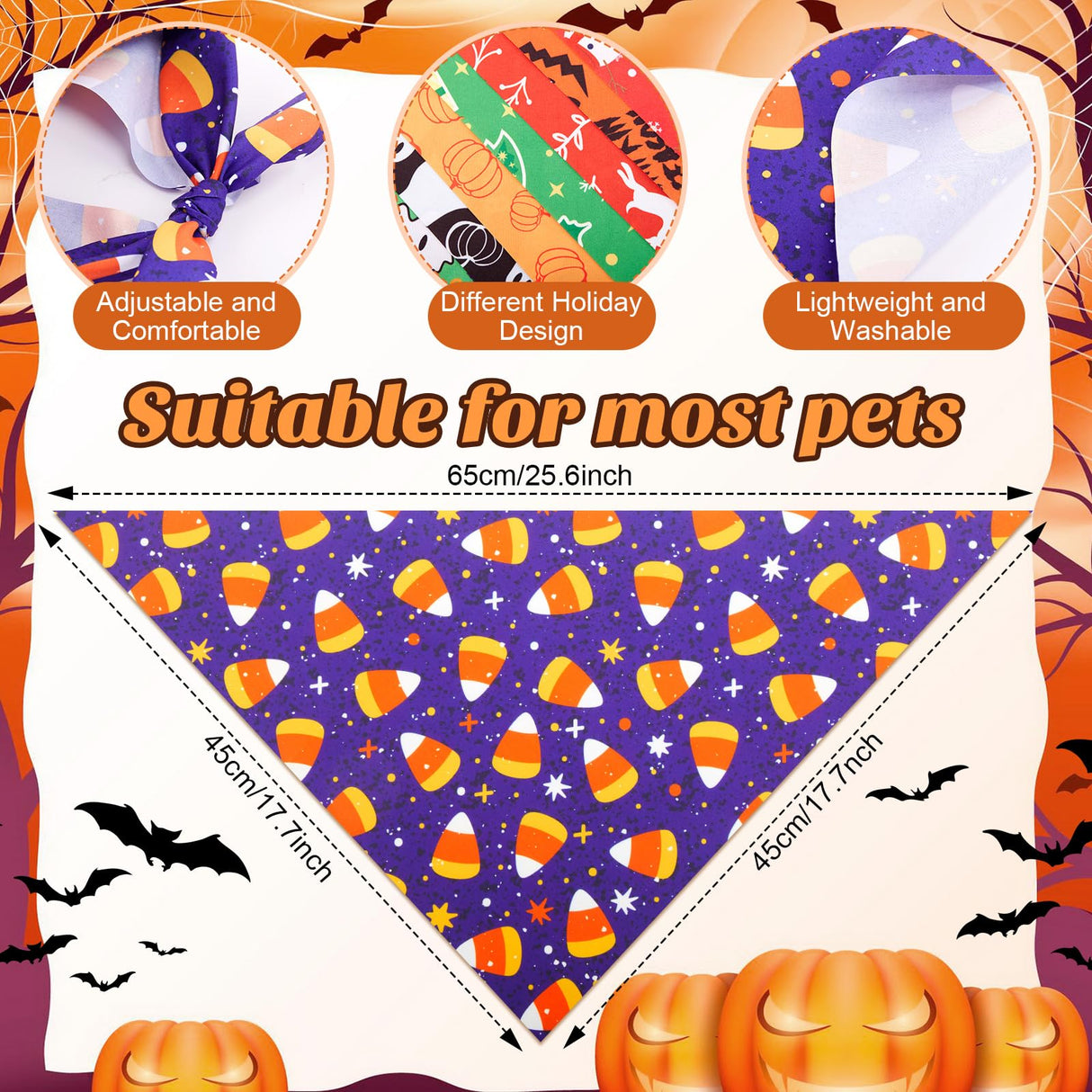 Preboun 100 Pcs Thanksgiving Christmas Dog Bandanas Bulk Holiday Bandanas for Dog Triangle Kerchief Bib Scarf Set for Pet Cat Party Costume Photo Props Accessories Pet Shops Owners Groomers, 25 Styles