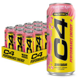 C4 Performance Energy Drink with Zero Sugar, Strawberry Blast, 12pk