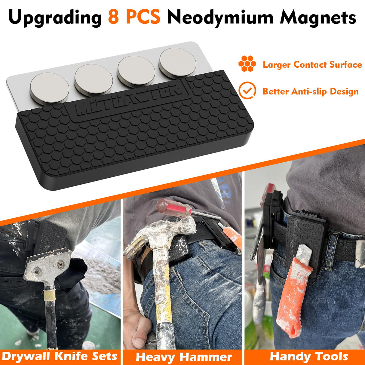 MUTUACTOR Magnetic Belt Clip Heav Duty, 2PCS Super Strong Tool Belt Tool Holster,Anti-Slip Rubber Coated Magnetic Belt Clip for Organizing Screwdrivers Hammers Wrenches for Father's Day