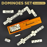 Queensell Dominos Set for Adults, Double 6 Dominoes Set with 28 Tiles in Wooden Case, Classic Dominoes, Family Board Game for Kids & Adults, Travel Game for Family Game Night, Juegos de Mesa