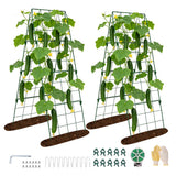 2 Pack Cucumber Trellis, 48"x16" Adjustable A-Frame Trellis for Climbing Plants, Metal Foldable Upgraded Vegetable Trellis for Raised Bed, Support for Tomatoes, Squash, Zucchini, Vegetables & Flowers