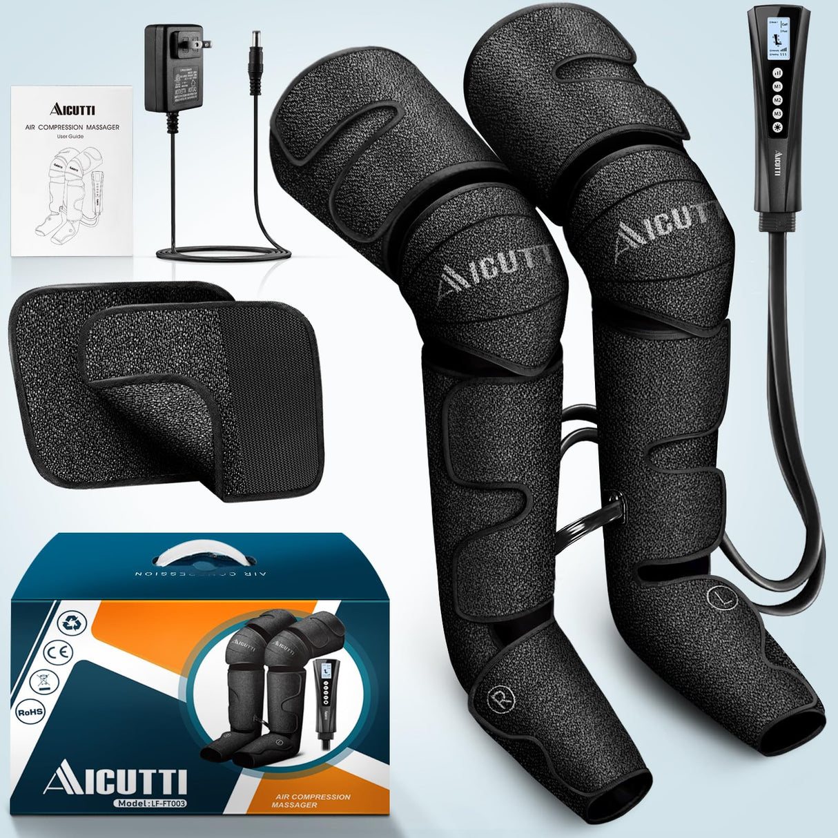 AICUTTI Air Compression Leg Massager with Heat - Circulation Booster for Foot, Calf, Knee & Thigh Pain Relief - Gifts for Women, Men, Dad, & Mom for Mother's Day, Father's Day, Birthdays & Christmas