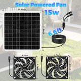 ZCTIMYI 15W Solar Powered Fan for Chicken Coop, Solar Panel Fan Ventilation Exhaust Kits for Greenhouse Outside Shed Doghouses Pet House, Included 2 IP65 Waterproof Fans