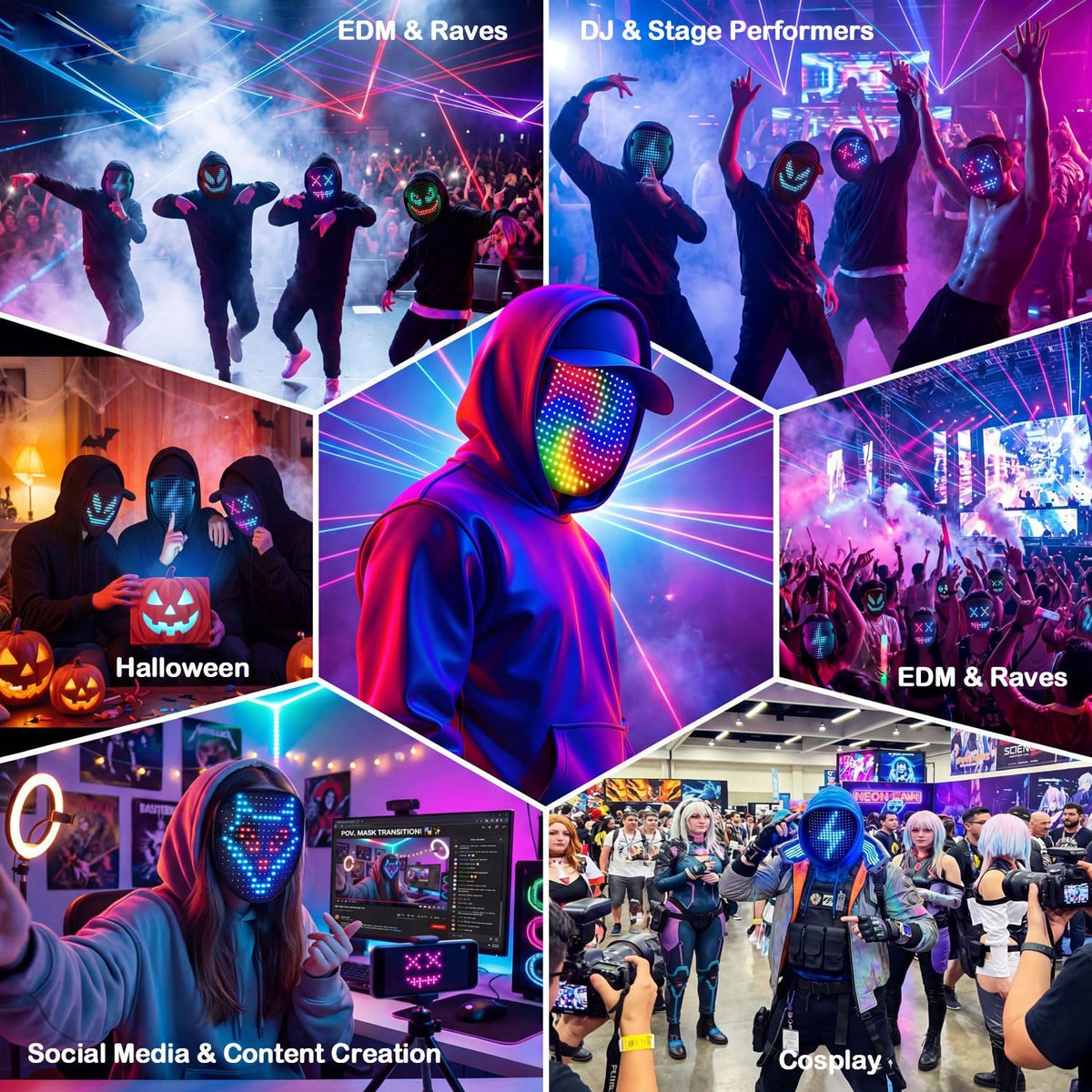 MEGOO Led Light up Mask with Gesture Sensing, Halloween Gifts for Kids