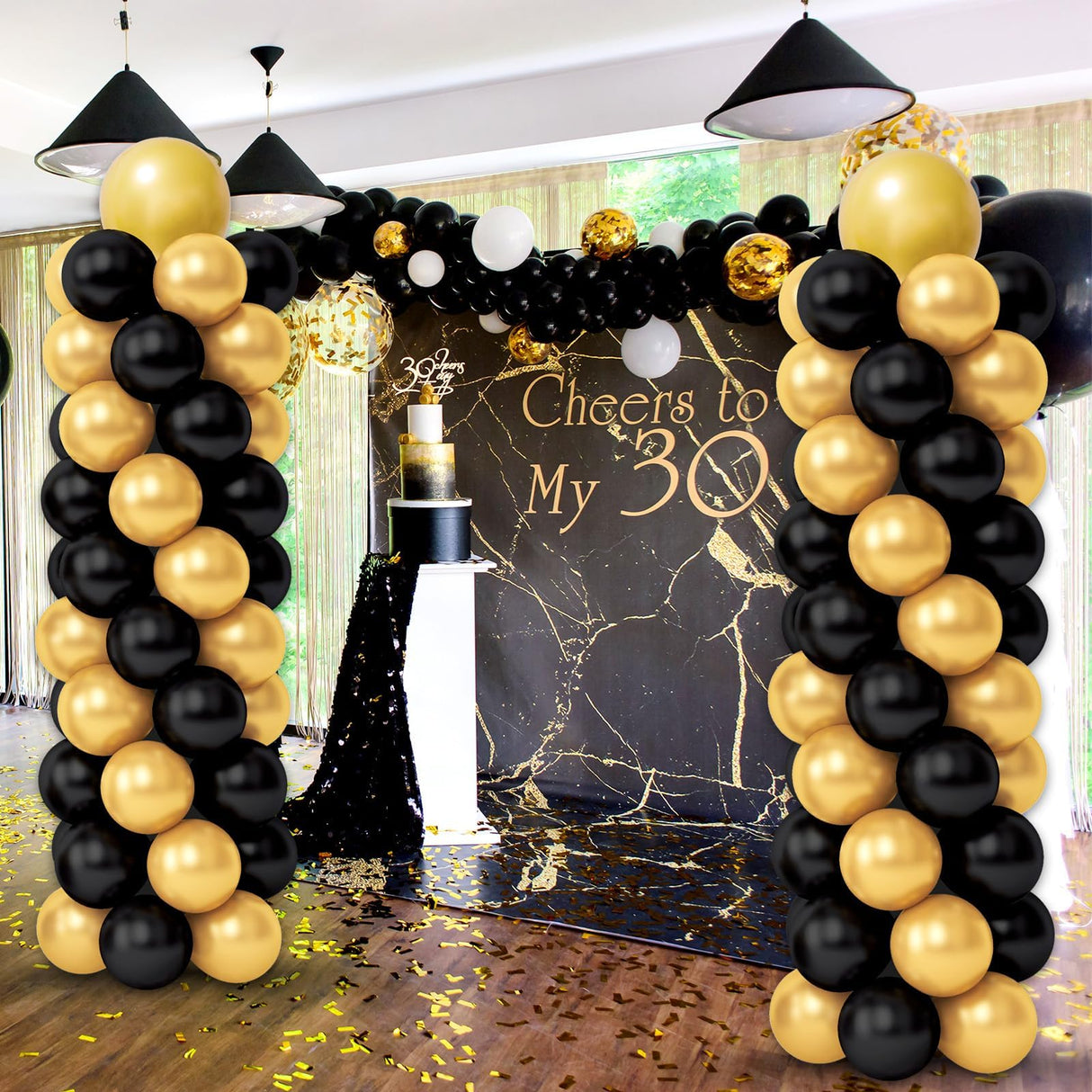 RUBFAC Balloon Column Stand Kit, Set of 2, 6.6ft Height Adjustable Column Kit, Metal Telescopic Pillar Balloon Stand, Birthday Party, Graduation, Wedding Christmas Decorations, White and Silver