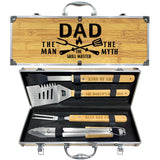 Dad Birthday Gifts from Daughter Heavy Duty Wooden BBQ Grilling Accessories Kit for Backyard, Thick Stainless Steel Grill Utensils with Non-Slip Handle Tools in Portable Bag Christmas