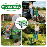 Rolling Garden Workseat with Wheels, Metal Frame Gardenning Stools with Padded Cushion,Hold 150Kgs