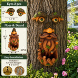 Mood Lab Tree Face Decor with Acorns - Old Man Tree Face Garden Hugger Decoration - Outdoor Tree Decoration