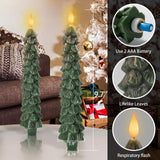 Homemory 3 PCS Flameless Taper Candles with 6-Hours Timer, 9.5 Inches Christmas Tree Candlesticks, Real Wax Battery Operated Window Candles with 3D Flickering Flame for Fireplace Christmas