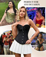 SZIVYSHI 14-Bone Overbust Corset Top - Black - Medium