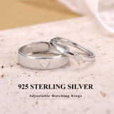 MILACOLATO Matching Rings for Couples 925 Sterling Silver Adjustable Matching Heart Promise Ring I Love You Engagement Wedding Ring for Him and Her Valentines Day Gifts