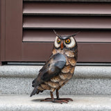 Natelf Outdoor Metal Brown Standing Owl Garden Statue for Patio Yard Decor