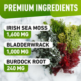 BioVit Sea Moss Gummies - Wildcrafted Irish Sea Moss for Adults & Kids - Seamoss Gel with Bladderwrack & Burdock Root Extract - 60 Vegan Gummies