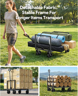 Collapsible Wagon Cart with Wheels, 220LBS for Grocery Shopping Camping
