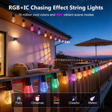 Beizelte Outdoor String Lights, 150FT RGB+IC Outside Light Dimmable Shatterproof LED Bulbs, IP67 Waterproof Chasing Effect Lighting DreamColor Patio Strip Lights for Backyard, Balcony, Outdoor Living