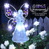 GIGALUMI Solar Angel Garden Stake Lights - 2 Pack Angel Solar Lights Outdoor Garden, Eternal Light Angel with 7 LEDs for Cemetery Grave Decorations, Memorial Gift, Christmas Yard Art, Sympathy Gifts