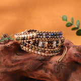 JR.DM Boho Beaded Bracelets for Women - Handmade Adjustable Crystal Natural Stone Bead Wrap Bracelets, Bohemian Jewelry Braided for Unique Birthday Gifts