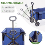 TIMBER RIDGE Tailgate Collapsible Folding Wagon Cart, Heavy Duty Utility Push Pull Beach Wagon Foldable, Outdoor Grocery Cart with Side Pockets for Camping, Garden, Shopping, Holds 225 lbs, Blue