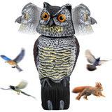 Pestvanish Owl Decoys to Scare Birds Squirrels Away, 360 Rotating Head Activated, Fake Owl Statues Repellent Pest Hawk Squirrel Cats Chickens Pigeon Bird Deterrents for Outside Garden Patios Backyard